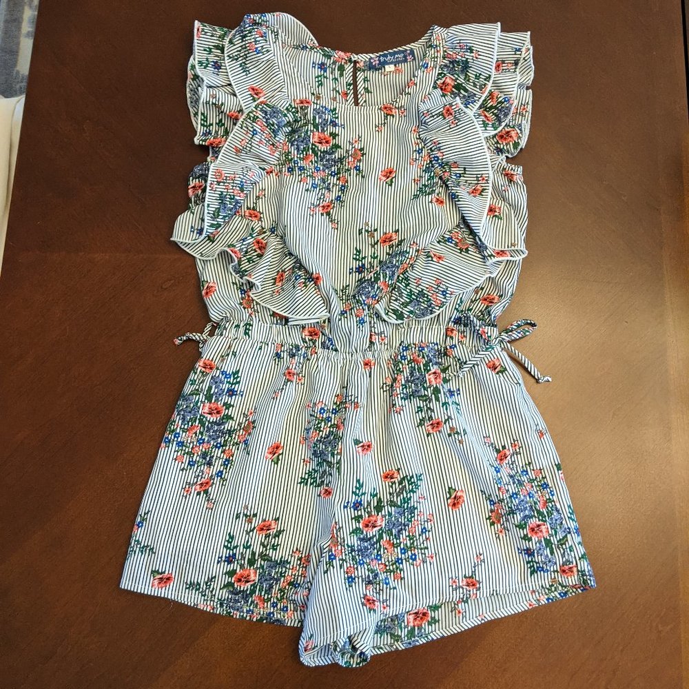 Girl's Truly Me White & Navy Floral Jumper L